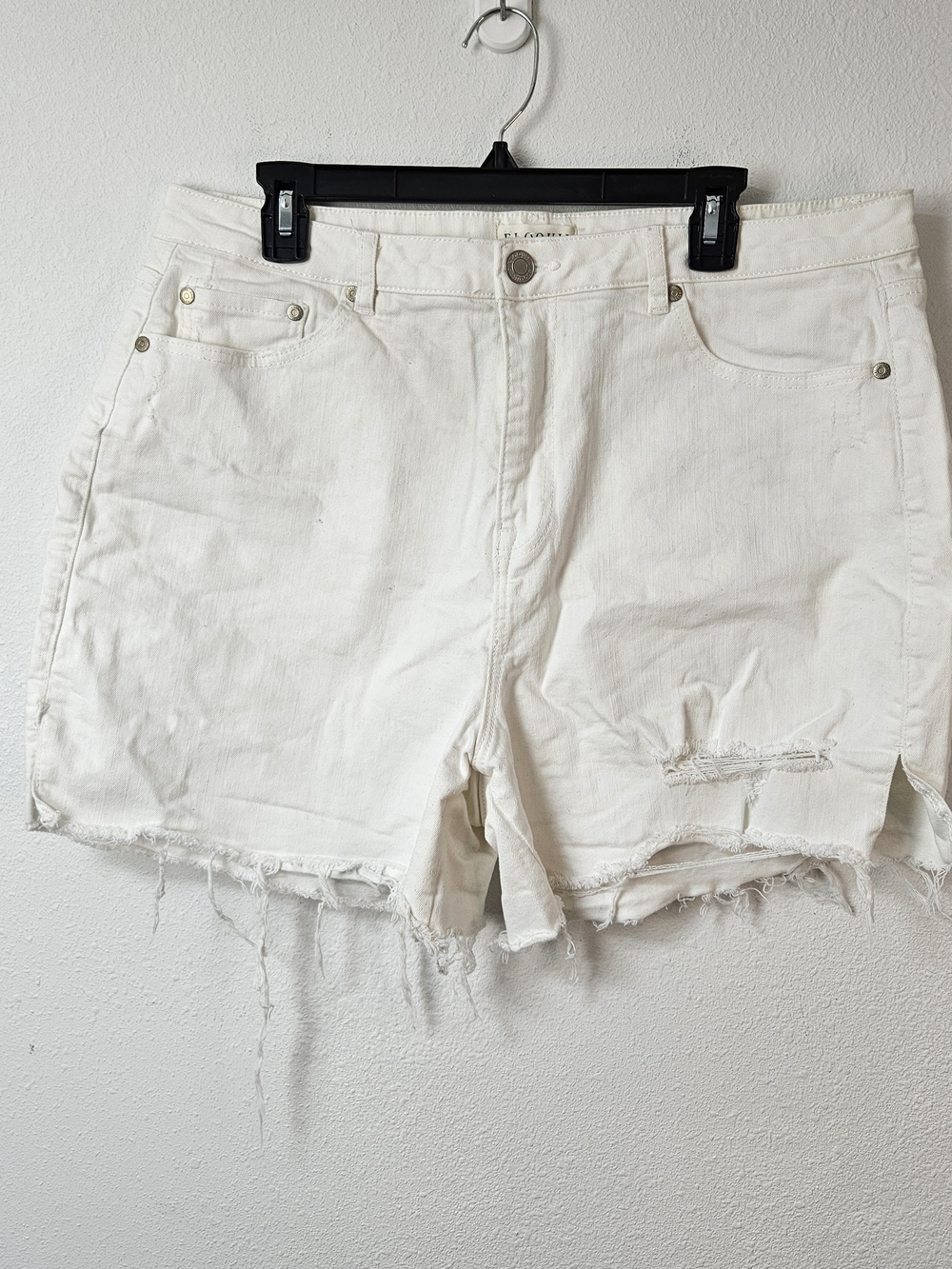 ELOQUII White Distressed High Waist Denim Shorts - Women size 16